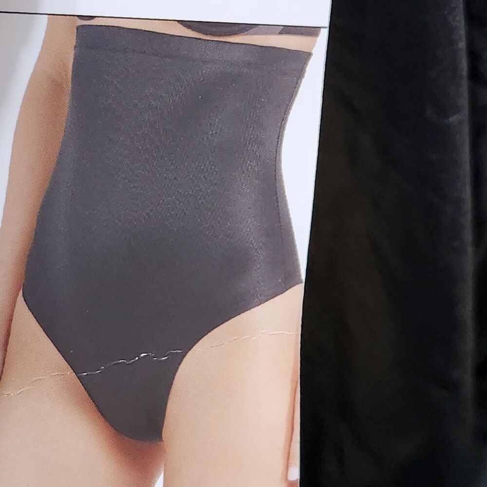 Red Hot Shapewear High Waist Thong Size Large Black No Visible Panty Lines
